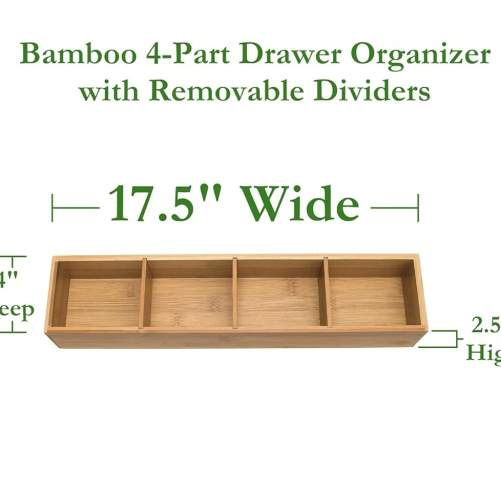 Bamboo Drawer Organizer with Removable Dividers